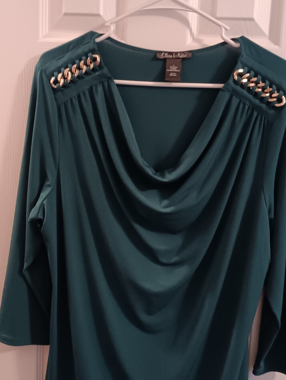 d. jeans Emerald Green Draped Neck Blouse
